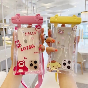 Geantă impermeabilă pentru telefon, design Cartoon, compatibilă cu ecranul tactil, PVC material, țesătură impermeabilă; potrivită pentru scufundări, înot, plajă și activități în aer liber