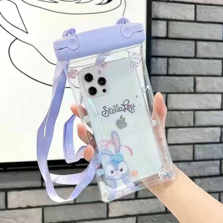 Geantă impermeabilă pentru telefon, design Cartoon, compatibilă cu ecranul tactil, PVC material, țesătură impermeabilă; potrivită pentru scufundări, înot, plajă și activități în aer liber