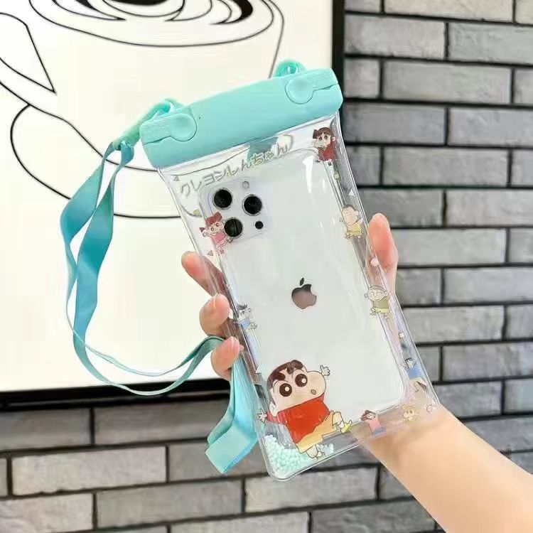 Geantă impermeabilă pentru telefon, design Cartoon, compatibilă cu ecranul tactil, PVC material, țesătură impermeabilă; potrivită pentru scufundări, înot, plajă și activități în aer liber