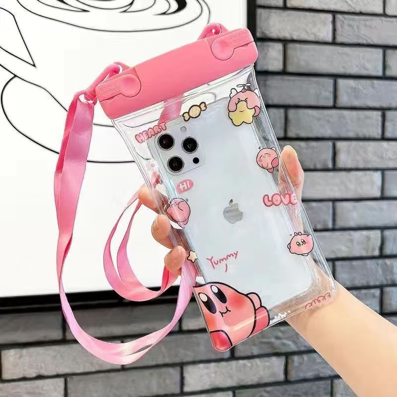 Geantă impermeabilă pentru telefon, design Cartoon, compatibilă cu ecranul tactil, PVC material, țesătură impermeabilă; potrivită pentru scufundări, înot, plajă și activități în aer liber