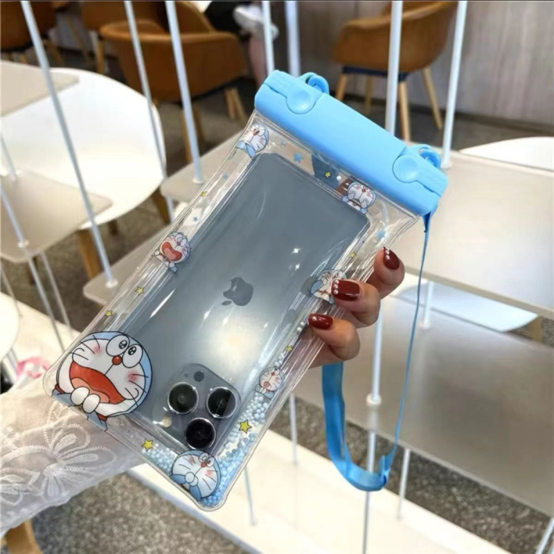 Geantă impermeabilă pentru telefon, design Cartoon, compatibilă cu ecranul tactil, PVC material, țesătură impermeabilă; potrivită pentru scufundări, înot, plajă și activități în aer liber