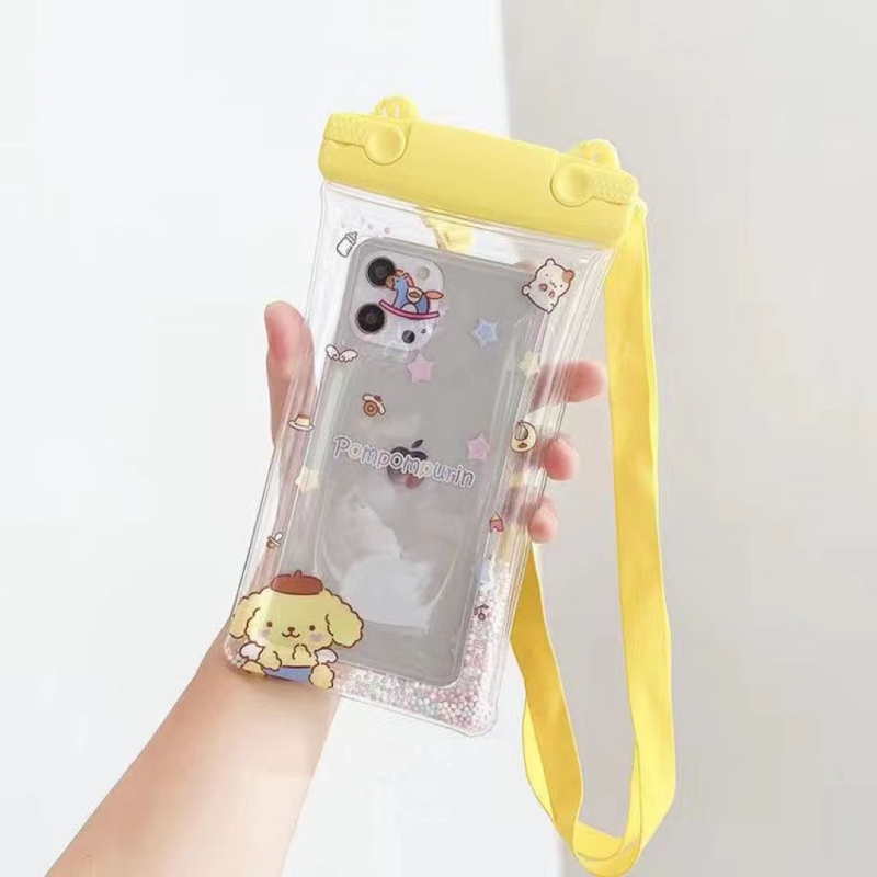 Geantă impermeabilă pentru telefon, design Cartoon, compatibilă cu ecranul tactil, PVC material, țesătură impermeabilă; potrivită pentru scufundări, înot, plajă și activități în aer liber