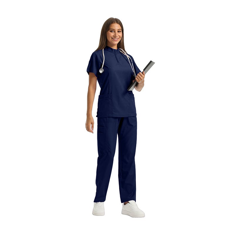 Set medical unisex haine de lucru — Bluza cu mâneci scurte, decolteu în V, material care disipă umezeala, amestec poliester-spandex, pantaloni