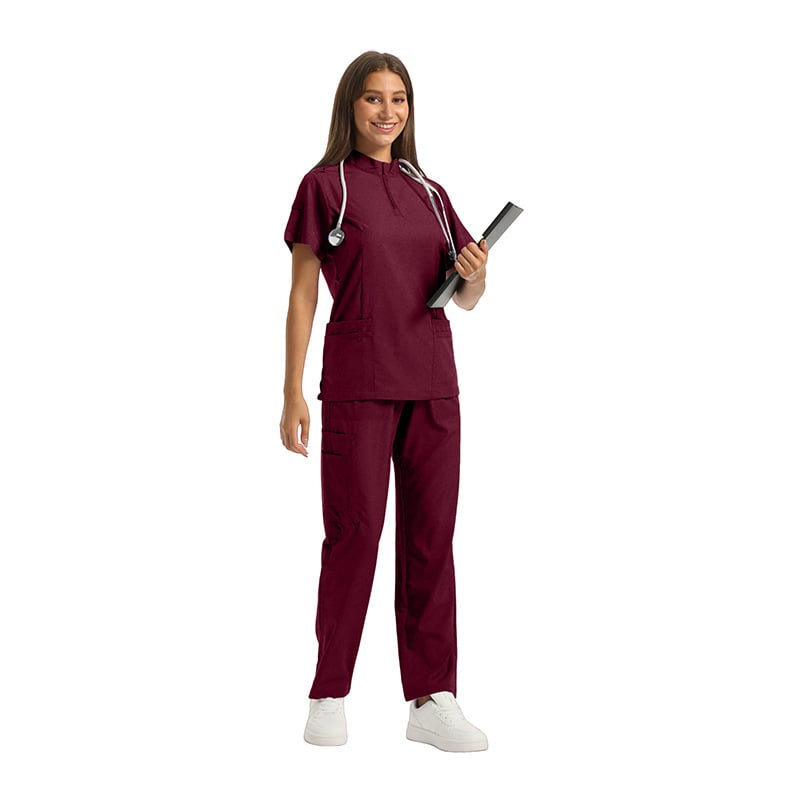 Set medical unisex haine de lucru — Bluza cu mâneci scurte, decolteu în V, material care disipă umezeala, amestec poliester-spandex, pantaloni