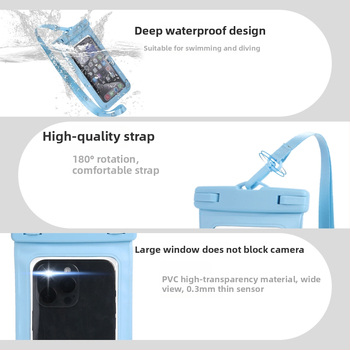 Husă impermeabilă pentru telefon pentru scufundări și activități în aer liber, material PVC, compatibilă cu ecranul tactil, rezistență la apă nivel 8