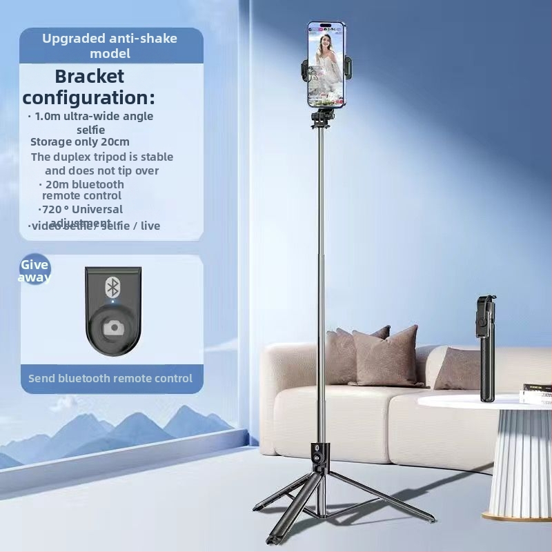 Nerūsējošā tērauda selfiju statīvs ar trīs kājām, universāla saderība, Bluetooth: Nē, attālinātais pults: Nē