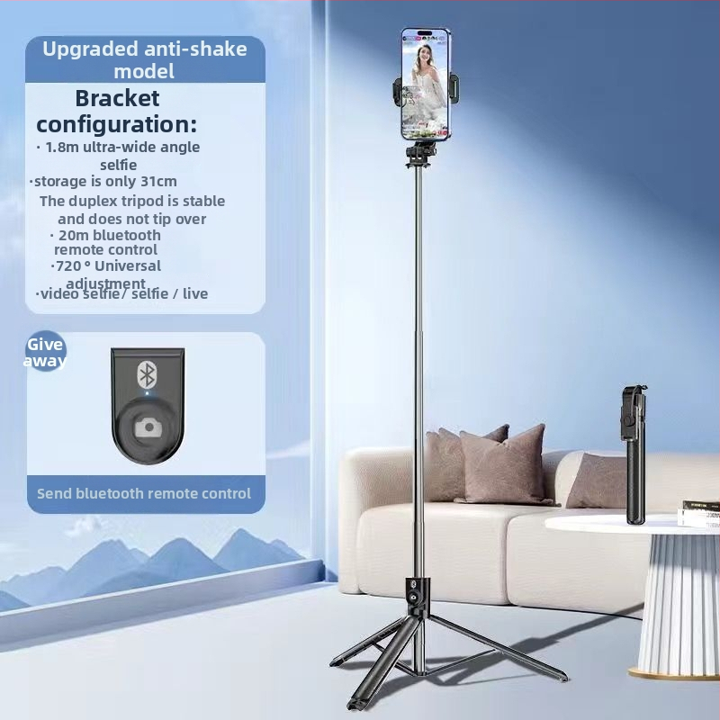 Nerūsējošā tērauda selfiju statīvs ar trīs kājām, universāla saderība, Bluetooth: Nē, attālinātais pults: Nē