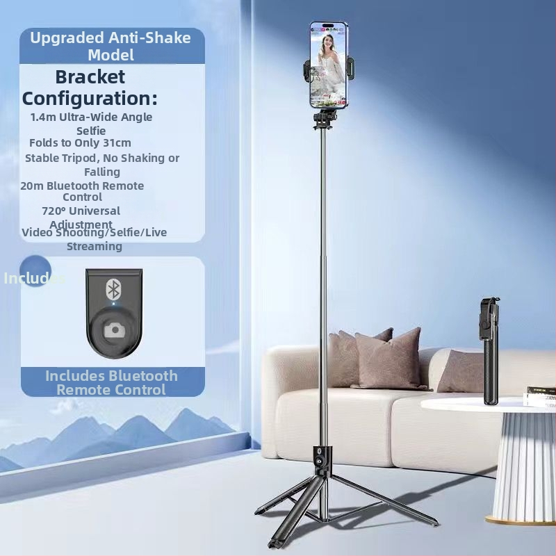 Nerūsējošā tērauda selfiju statīvs ar trīs kājām, universāla saderība, Bluetooth: Nē, attālinātais pults: Nē