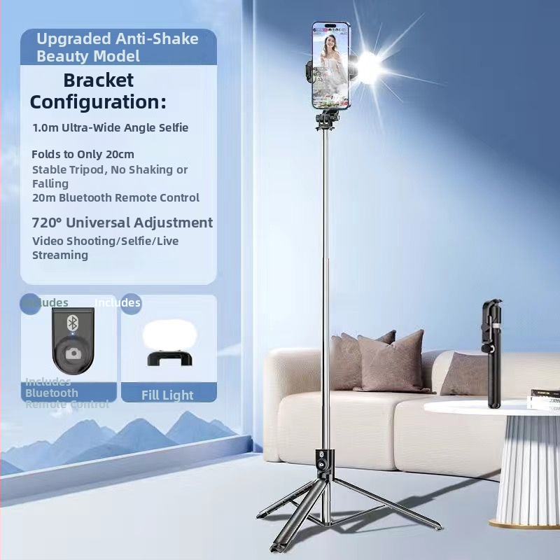 Nerūsējošā tērauda selfiju statīvs ar trīs kājām, universāla saderība, Bluetooth: Nē, attālinātais pults: Nē
