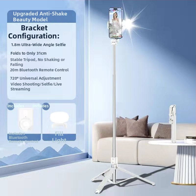 Nerūsējošā tērauda selfiju statīvs ar trīs kājām, universāla saderība, Bluetooth: Nē, attālinātais pults: Nē