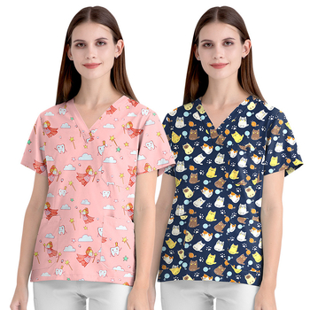 Uniformă medicală pentru sala de operații, top cu mânecă scurtă și pantaloni, bumbac 95%+, controlul umezelii, decolteu în V