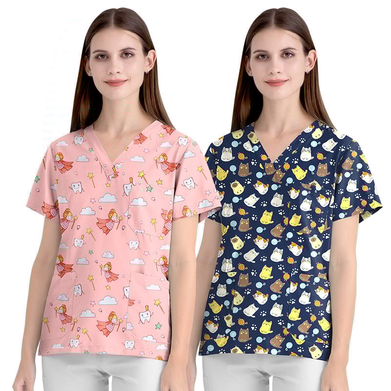 Uniformă medicală pentru sala de operații, top cu mânecă scurtă și pantaloni, bumbac 95%+, controlul umezelii, decolteu în V