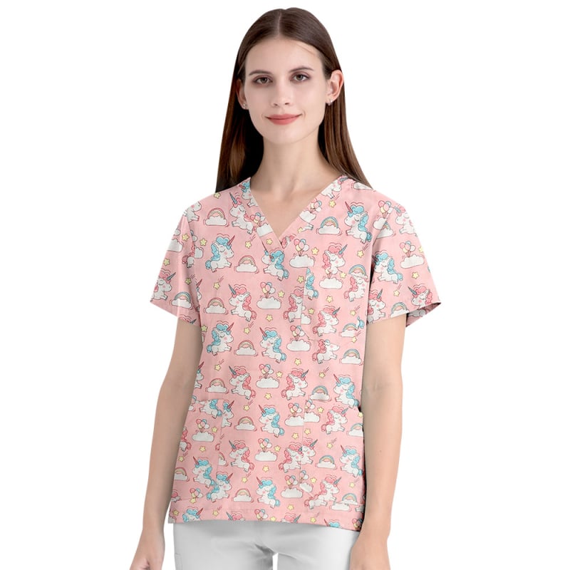 Uniformă medicală pentru sala de operații, top cu mânecă scurtă și pantaloni, bumbac 95%+, controlul umezelii, decolteu în V