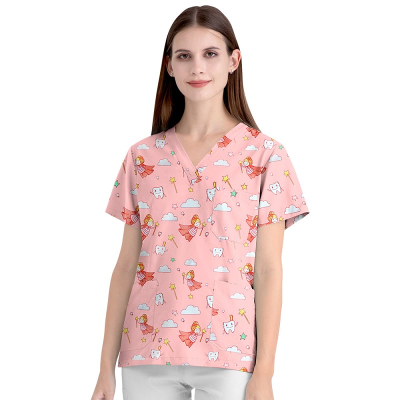 Uniformă medicală pentru sala de operații, top cu mânecă scurtă și pantaloni, bumbac 95%+, controlul umezelii, decolteu în V