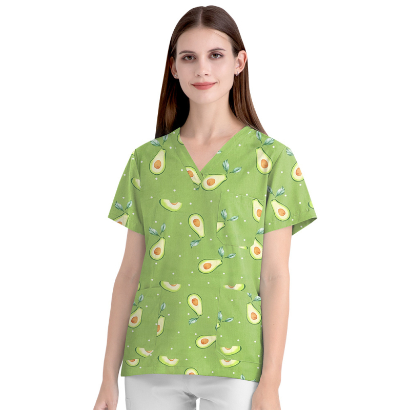 Uniformă medicală pentru sala de operații, top cu mânecă scurtă și pantaloni, bumbac 95%+, controlul umezelii, decolteu în V