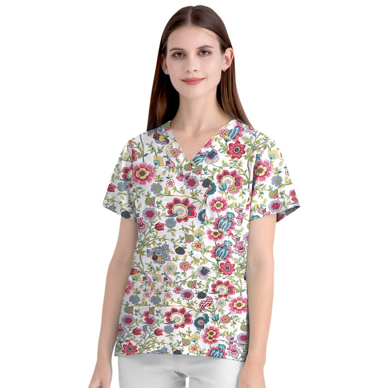 Uniformă medicală pentru sala de operații, top cu mânecă scurtă și pantaloni, bumbac 95%+, controlul umezelii, decolteu în V