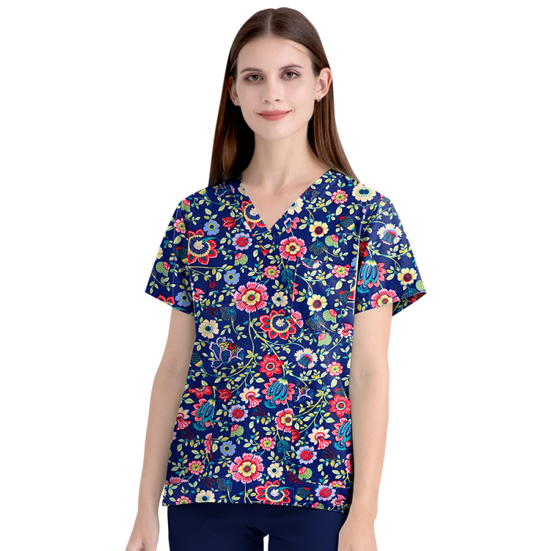 Uniformă medicală pentru sala de operații, top cu mânecă scurtă și pantaloni, bumbac 95%+, controlul umezelii, decolteu în V