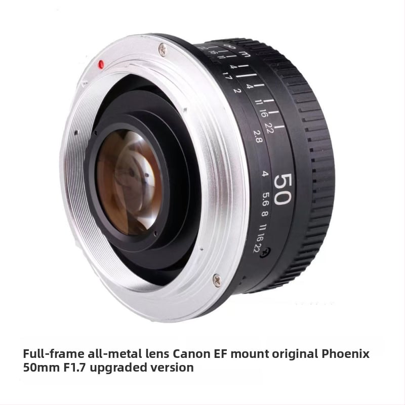 Pilnmetāla objektīvs 50mm F1.7 ar fiksētu fokusu, 52 mm filtra diametrs, minimālais fokusēšanas attālums 0,5 m