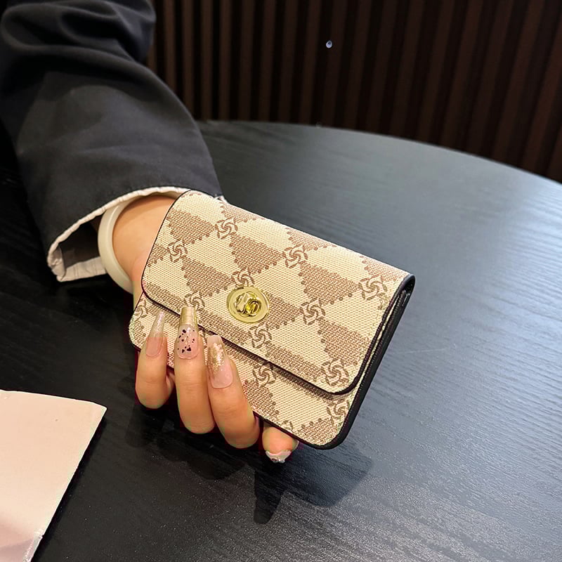 Sieviešu PU ādas maku-kluč ar rāvējslēdzēju, lielā kapacitāte, ģeometrisks raksts, iekšpuse no sintētiskās ādas, daudzfunkcionāls kartes turētājs