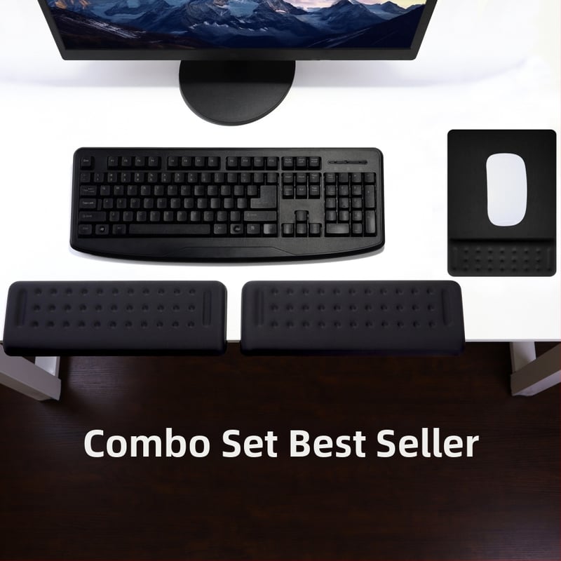 L-образна клавиатурна тава за ръб на бюро – 2-части комплект с опора за предмишница и лакът, подложка за китка, антихлъзгаща повърхност за офис, OEM персонализация