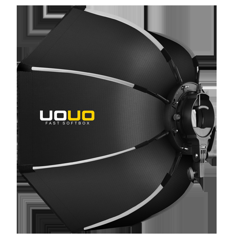 UOUO octagonal softbox cu montură pe hot shoe, construcție din țesătură+plastic, grilă difuzie, destinat fotografiei personale, opțiuni multiple de dimensiune
