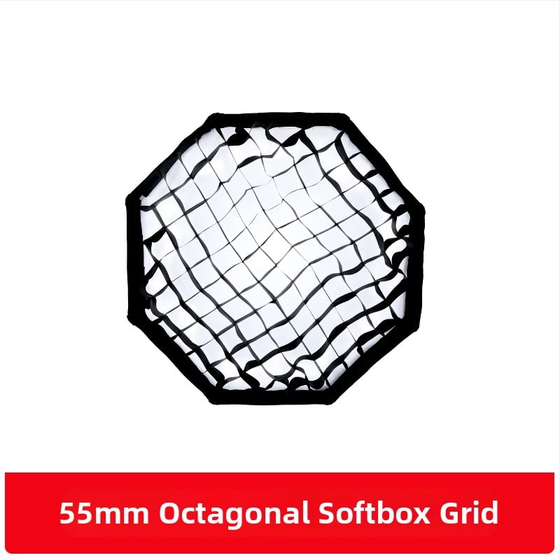 UOUO octagonal softbox cu montură pe hot shoe, construcție din țesătură+plastic, grilă difuzie, destinat fotografiei personale, opțiuni multiple de dimensiune