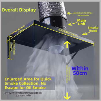 Konyhai kipufogó ventilátor nagy szívóerővel, FD250 modell, függőleges szerelés, 220V, 50W, vasból készült ház