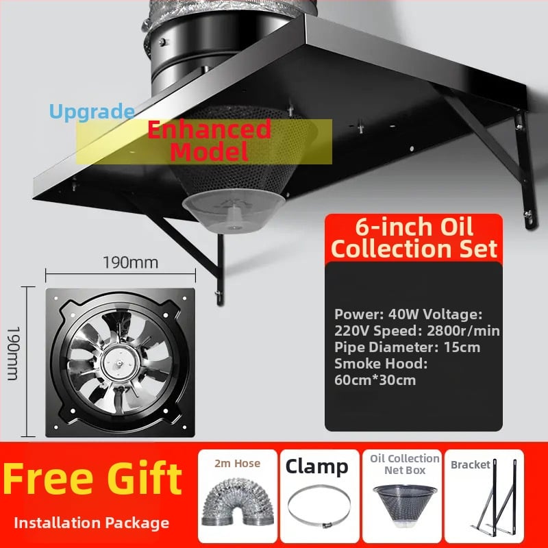 Konyhai kipufogó ventilátor nagy szívóerővel, FD250 modell, függőleges szerelés, 220V, 50W, vasból készült ház