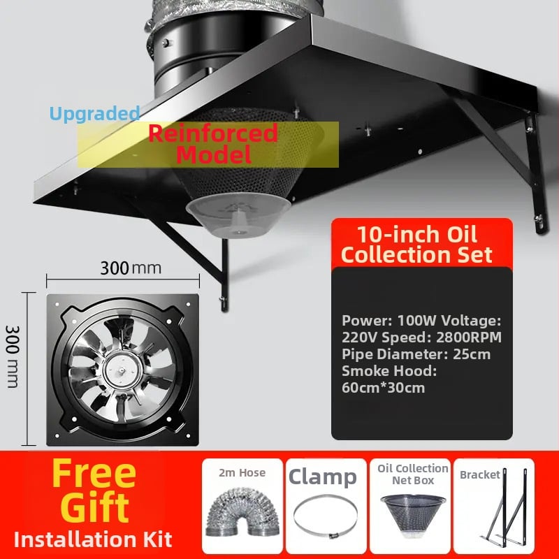 Konyhai kipufogó ventilátor nagy szívóerővel, FD250 modell, függőleges szerelés, 220V, 50W, vasból készült ház