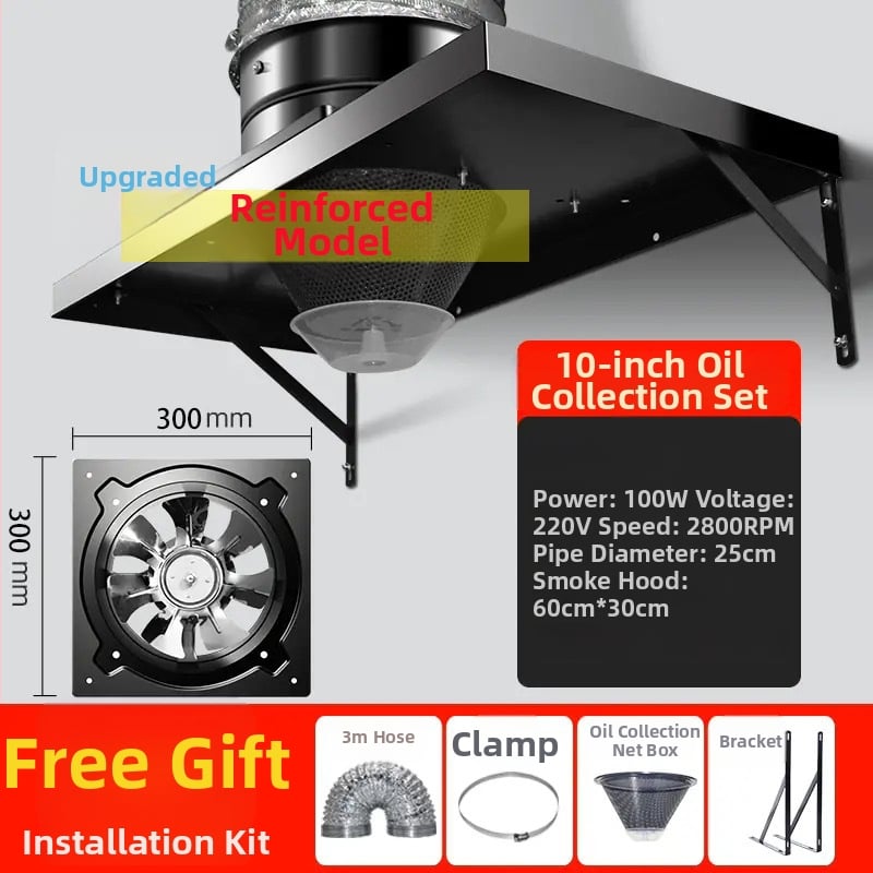 Konyhai kipufogó ventilátor nagy szívóerővel, FD250 modell, függőleges szerelés, 220V, 50W, vasból készült ház