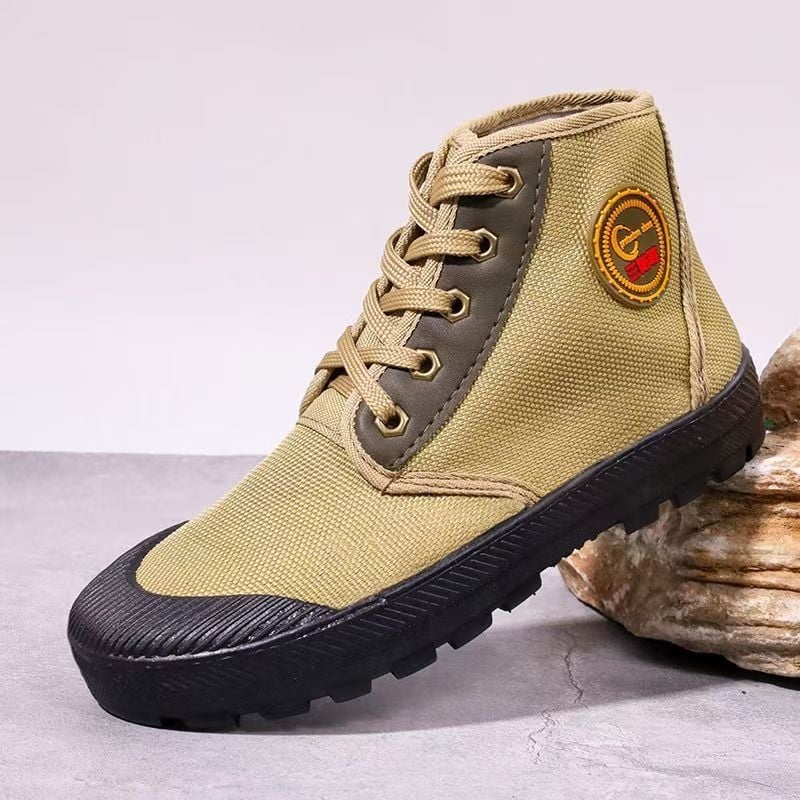 Žieminės aukštos namų šlepetės su fliso pamušalu, kamufliažinis raštas, viršus iš drobės, PVC padas