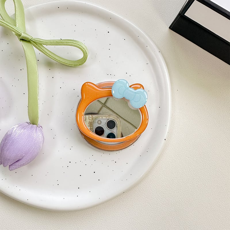 Suport de birou cu motiv nod de panglică și oglindă de pisică, prindere magnetică MagSafe, plastic, stil general