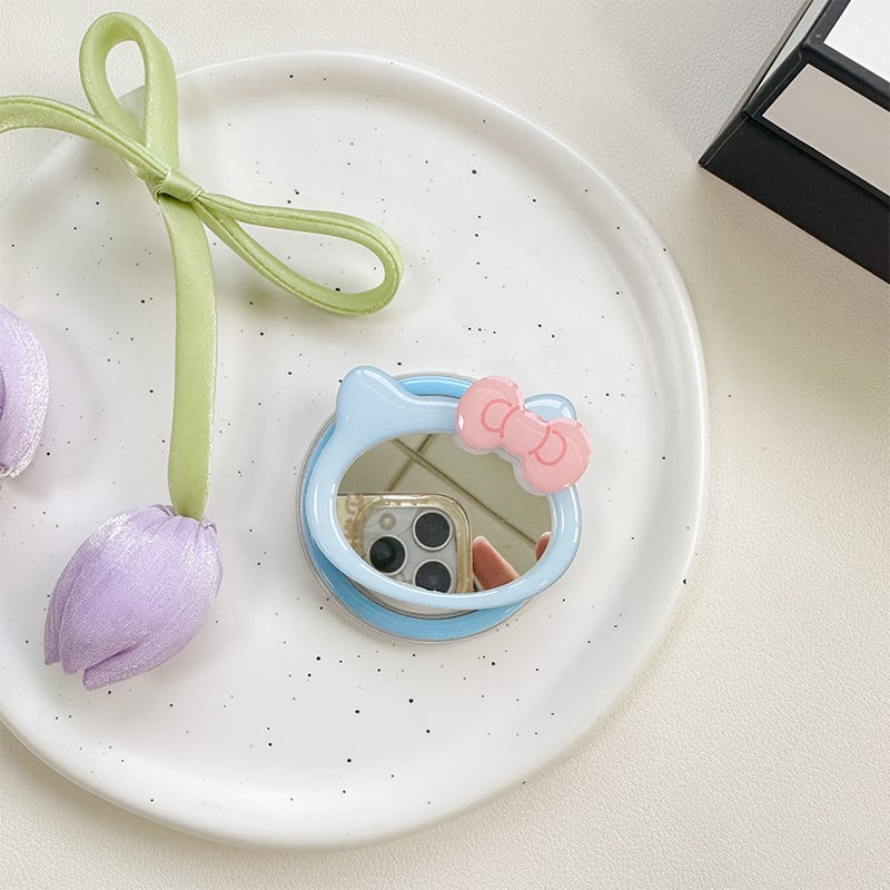 Suport de birou cu motiv nod de panglică și oglindă de pisică, prindere magnetică MagSafe, plastic, stil general