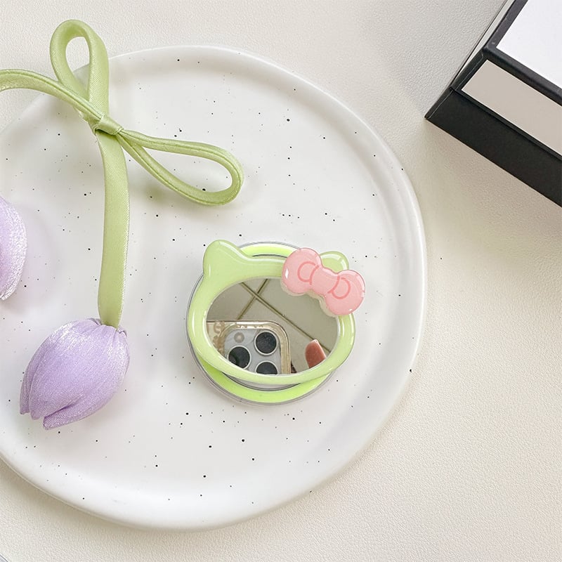 Suport de birou cu motiv nod de panglică și oglindă de pisică, prindere magnetică MagSafe, plastic, stil general