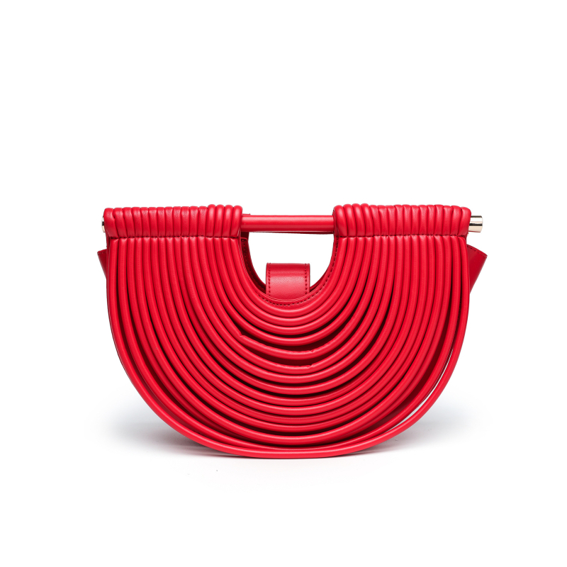 Ženska pletena torbica u obliku školjke, PU materijal, magnetno zatvaranje, džep za telefon, crossbody remen