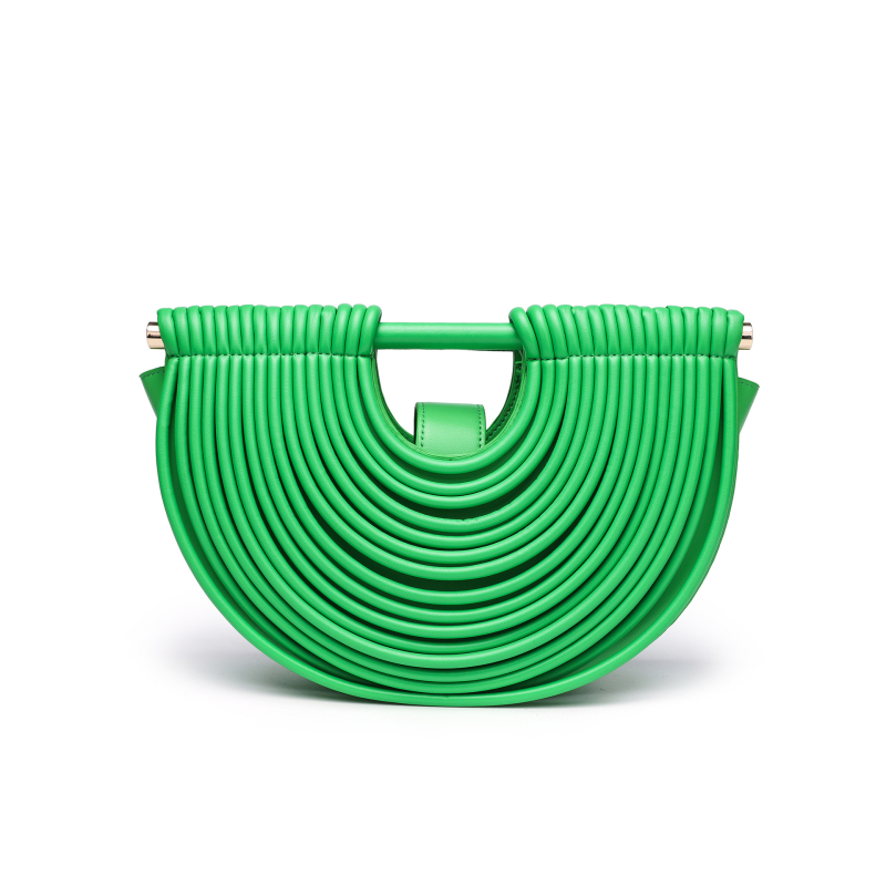 Ženska pletena torbica u obliku školjke, PU materijal, magnetno zatvaranje, džep za telefon, crossbody remen