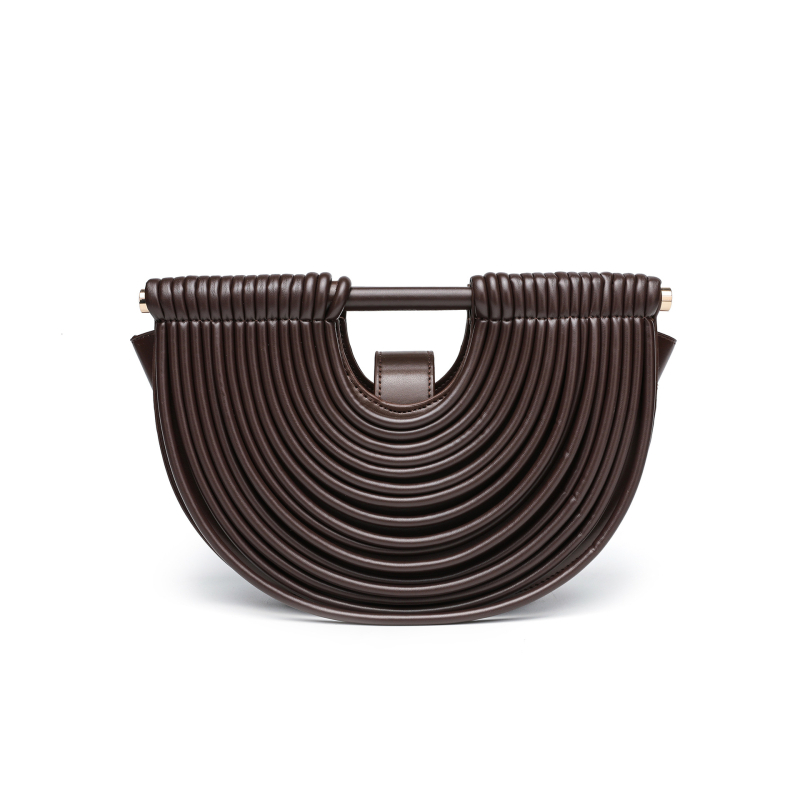 Ženska pletena torbica u obliku školjke, PU materijal, magnetno zatvaranje, džep za telefon, crossbody remen