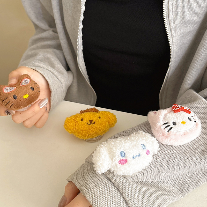 Suport de birou pentru telefon cu design KT Cat, mâner retractabil, din plastic, suport drăguț pentru inel