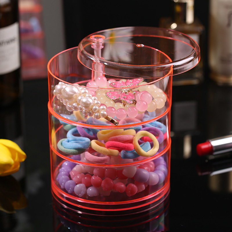 Cutie de depozitare pentru bijuterii de birou, transparentă, design rotativ cu mai multe niveluri, din plastic PS, capacitate 2 L