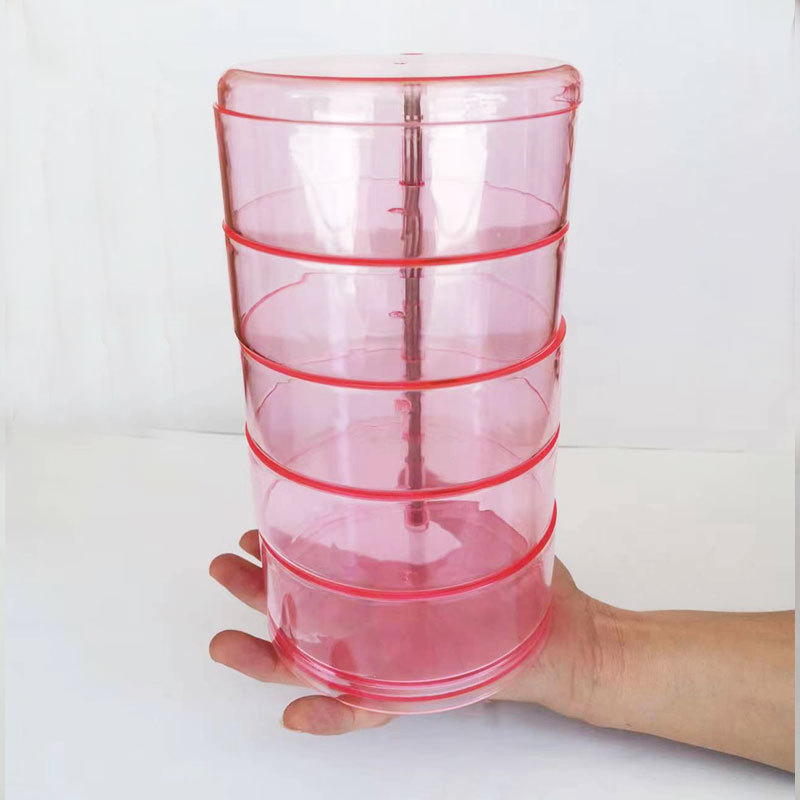 Cutie de depozitare pentru bijuterii de birou, transparentă, design rotativ cu mai multe niveluri, din plastic PS, capacitate 2 L