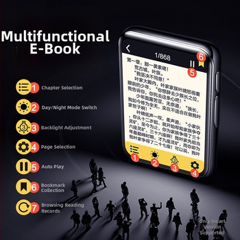 Bluetooth MP3/MP4 lejátszó e-könyv olvasóval és külső hangkimenettel