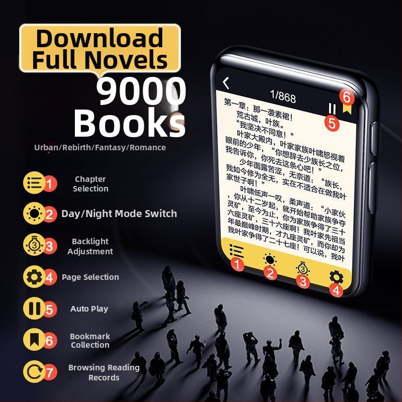 Bluetooth MP3/MP4 lejátszó e-könyv olvasóval és külső hangkimenettel