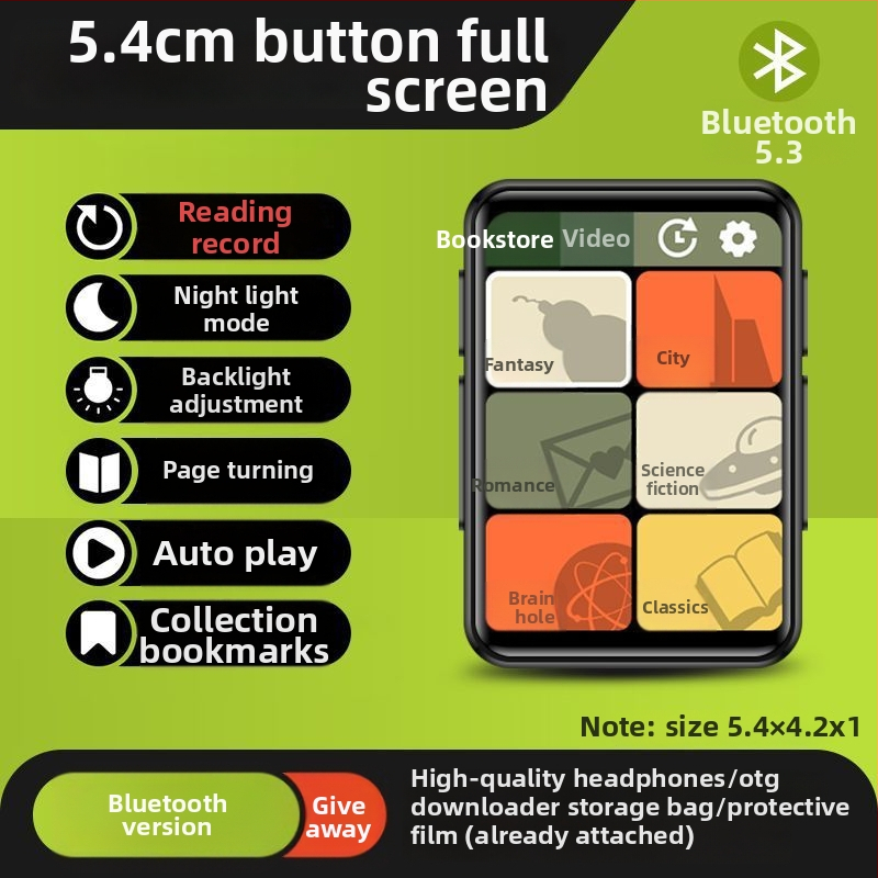 Bluetooth MP3/MP4 lejátszó e-könyv olvasóval és külső hangkimenettel