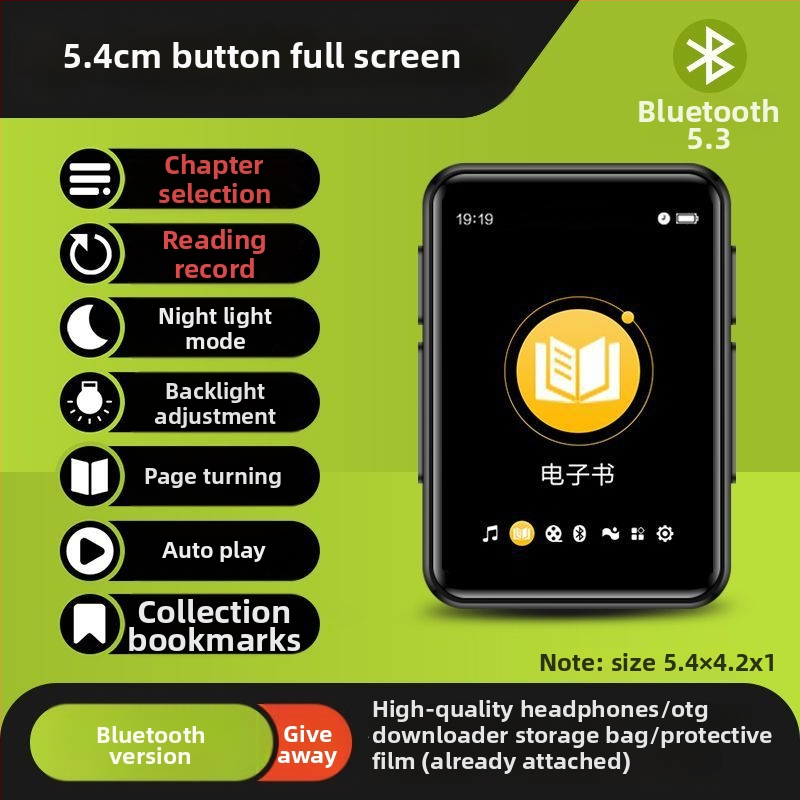 Bluetooth MP3/MP4 lejátszó e-könyv olvasóval és külső hangkimenettel