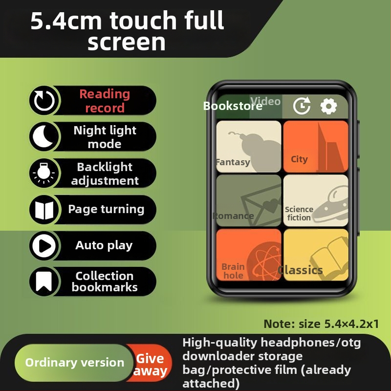 Bluetooth MP3/MP4 lejátszó e-könyv olvasóval és külső hangkimenettel