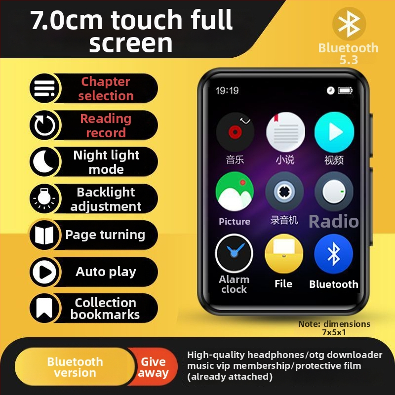 Bluetooth MP3/MP4 lejátszó e-könyv olvasóval és külső hangkimenettel