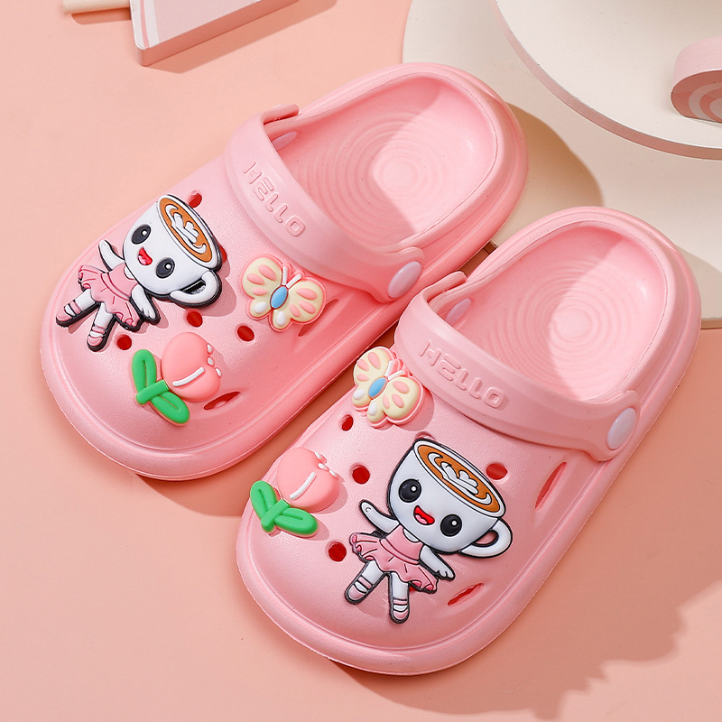 Șlapi de plajă pentru copii, EVA, unisex, stil Cartoon Paradise, fără căptușeală