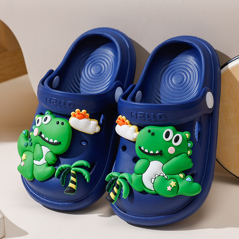 Șlapi de plajă pentru copii, EVA, unisex, stil Cartoon Paradise, fără căptușeală