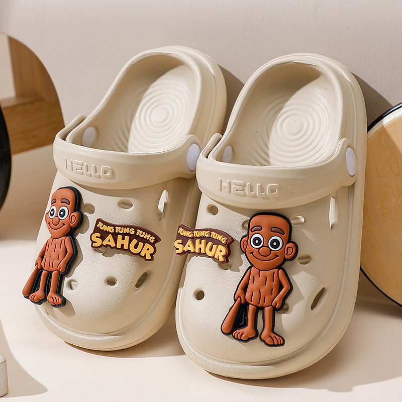 Șlapi de plajă pentru copii, EVA, unisex, stil Cartoon Paradise, fără căptușeală