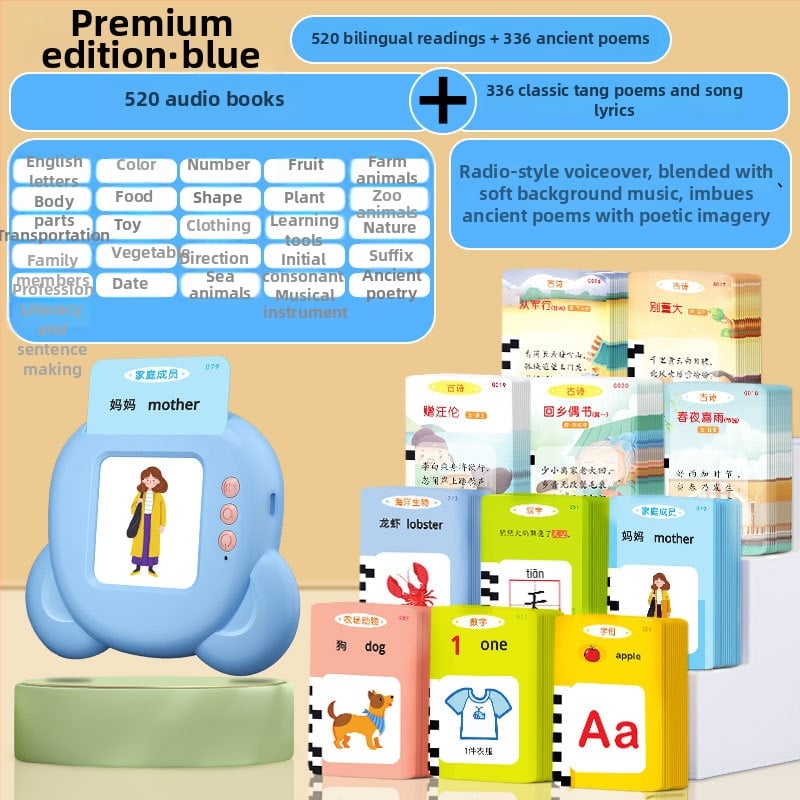 Писалка за четене с карти за ранно образование — говореща 300 поеми Тан и Сон, презареждаща се, MP3 възпроизвеждане, емоционално интерактивна, ABS